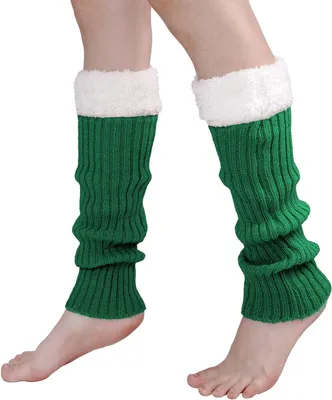 Productafbeelding van Dames Beenwarmers - Winter Warmer - Feestelijke Outfit - Met Bontmanchetten - Standaard Maat - Groen
