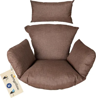 Produktbild von sunnypillow Hängesessel Kissen - Auflage für Rattan & Polyrattan Hängeschaukel - Extra Dick 15cm, UV - beständig, wasserdicht - Braun
