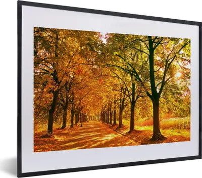 Produktbild von MuchoWow® Gerahmtes Poster Wald - Herbst - Jahreszeiten - Ländlich 40x30 cm - Poster mit Schwarzem Bilderrahmen Wandposter Rahmen Foto Bilder - Bilderrahmen - Poster im Rahmen