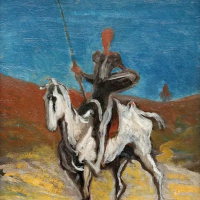 Zdjęcie produktu dla Honoré Daumier Art Print Obraz - Don Kichot i Sancho Pansa, 1868 (70 x 70 cm)