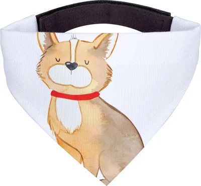 Produktbild von Mr. & Mrs. Panda Dreieckstuch Hund Glück - Weiß - Geschenk, Liebe, Sprüche, Corgie, Halstuch Für Hunde, Hundehalstuch, Hals Tuch, Herz, Bandana, Spruch