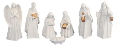 Produktbild von Krippenfiguren Set 7-teilig in Weiß bis 13 cm