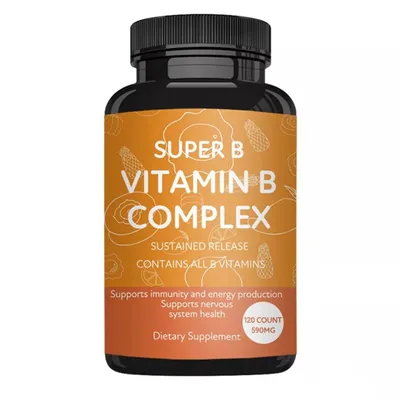 Obrázok produktu pre Vitamínový komplex B (120 kapsúl) Doplnok stravy, vitamíny B1, B2, B3, B5, B6, B12, Energia, Imunitný systém, Metabolizmus