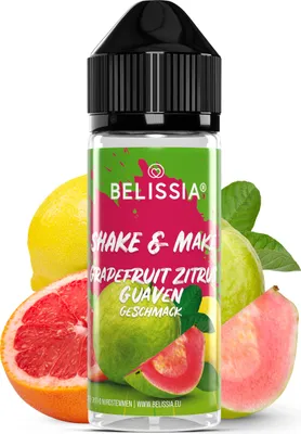 Produktbild von Belissia Shake and Make Grapefruit-Zitrus-Guave - 10ml hochdosiertes Lebensmittelaroma + 120ml Schüttelflasche - Für Backen, Speisen, Getränke DIY uvm