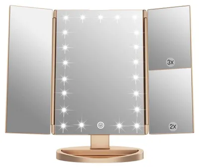 Imagen del producto de Espejo de maquillaje WEILY con luces, aumento de 1X/2X/3X, control táctil