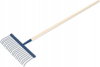 Image de Râteau à feuilles - Râteau de jardin - Tête métallique - Dents en fil d'acier - Longueur 170 cm