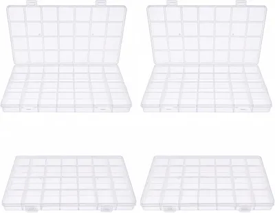 Imagen del producto de Cajas de almacenamiento con compartimentos, 4 unidades, transparentes, de 22 x 13 x 1,8 cm, para piezas pequeñas