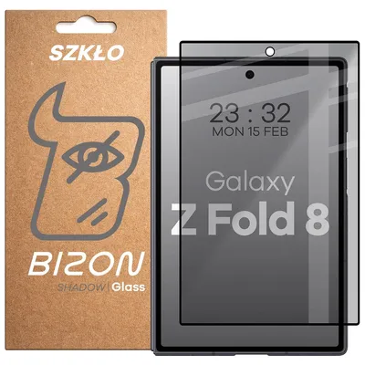 Produktbild von Gehärtetes Glas mit Privatschutzfilter für Galaxy Z Fold8, Bizon Glass Edge Shadow, getönt mit schwarzer Rahmen