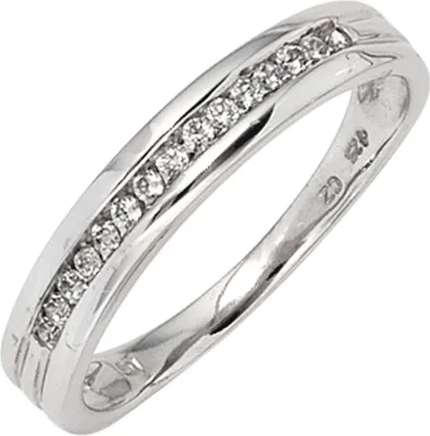Produktbild von Ring Damenring mit 15 Diamanten Brillanten weiß 585 Gold Weißgold Innenumfang 54mm  Ø17.2mm