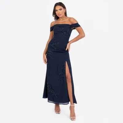 Produktbild von Maya Deluxe Women's Maxi Dress Ladies Off Shoulder Bardot Sleeveless A-line Spli