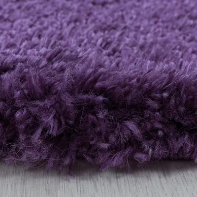 Produktbild von Villa Möbel Fluina Wohnzimmer-Teppich, Hochflor-Teppich, Shaggy, Einfarbig, Farbe:Lila, Grösse:200 cm Rund