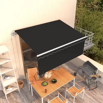 Produktbild von Elektrische Markise 3x2,5 m Gelenkarmmarkise 250 Breit Automatisch Sonnenmarkise Terrasse Gelenkmarkise mit Handkurbel Volant Kassettenmarkise Elektrisch Terassenmarkise Außen