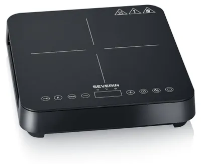 Produktbild von SEVERIN Induktionskochfeld, 1 Platte, 10 Leistungsstufen, Temperaturbereich 60-240°C, Touch-Display, Ø 22cm, matte Kochplatte, mit Glaskeramik-Kochfeld, Topferkennung, schwarz, 2.000 W, KP 1026
