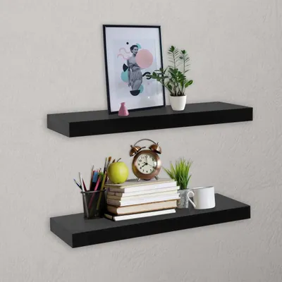 Obrázek produktu pro Maison Exclusive – závěsné police, 2 ks, černé, 40 x 20 x 3,8 cm
