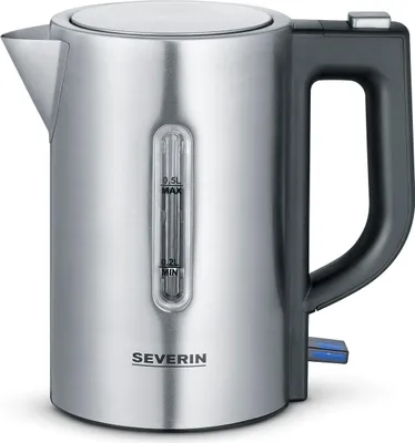 Produktbild von SEVERIN Mini Reise-Wasserkocher WK 3647  aus Edelstahl, gebürstetschwarzsilber Wasserkocher Wasserkocher Mit Temperatureinstellung Wasserkocher Edelstahl Wasserkocher Glas