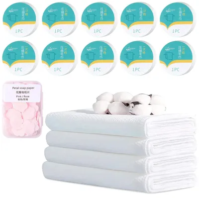 Productafbeelding van Set van 10 Comprimerende Handdoeken - 25 x 50 cm - Reisvriendelijke Handdoektabletten