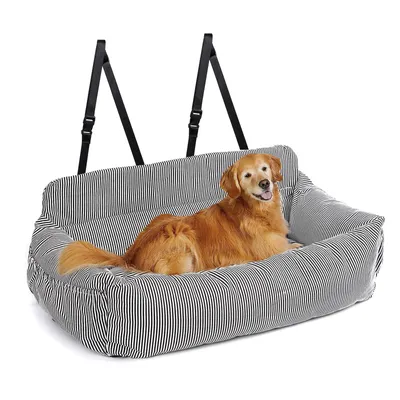 Image de Siège auto pour chien 2-en-1 : siège auto et lit pour chien, siège pour chien, adapté à tous les types de voitures, lit multifonctionnel pour chien (noir/blanc)