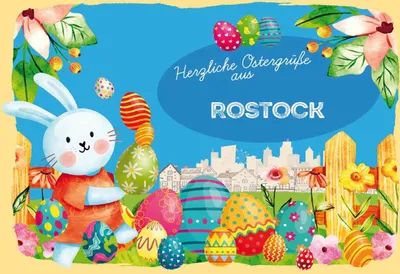 Produktbild von vianmo Holzschild 20x30 cm Ostergrüße ROSTOCK Ostern
