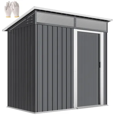 Produktbild von Outsunny Metall Gerätehaus 1,9m² 195x122x182cm mit Fundament Dunkelgrau