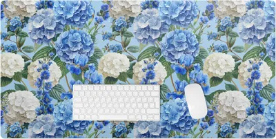 Produktbild von Blumenhortensienmuster – Schreibtischunterlage – Rutschfeste Tischunterlage – Schreibtischmatte für Büro & Zuhause – Schreibunterlage – Mauspad – Tischmatte – 100 x 50 cm