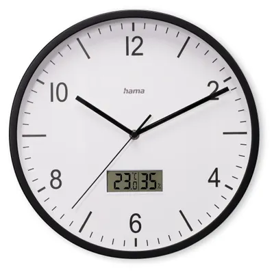 Produktbild von Hama Lanzarote, Wand, Funkgesteuerte Uhr, Kreis, Schwarz, Kunststoff, Glas