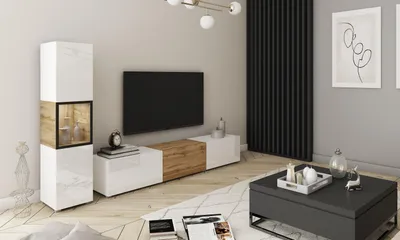 Obrázek produktu pro Obývací stěna Berlin I bílá/Wotan - moderní TV skříňka do obývacího pokoje