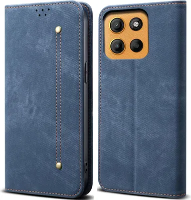 Immagine prodotto di Custodia per Motorola Moto G15, Custodia a portafoglio in pelle con chiusura magnetica e supporto blu