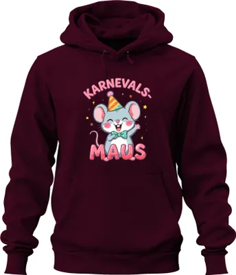 Produktbild von Karnevalsmaus Karneval Fasching Party süß Fastnacht Jeck Köln Uni Hoodie Kapuzenpullover, Burgundy, XL