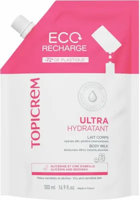 Image de TOPICREM Lait corporel ultra hydratant recharge 500ML