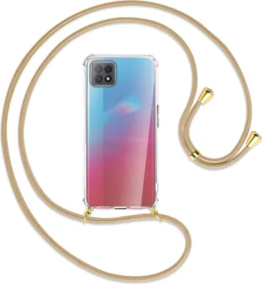 Produktbild von Handykette Backcover-Schutzhülle mit Band (Metall goldfarben) für Oppo A73 5G - caramel