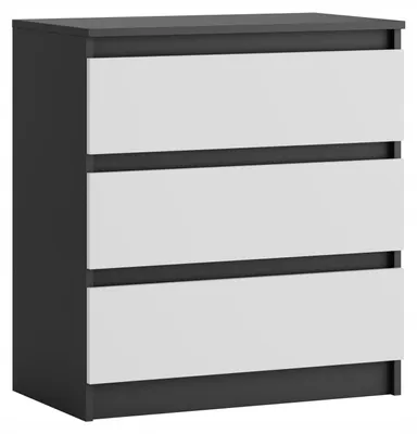 Produktbild von Kommode Weiß/Anthrazit - 70 X 76,5 X 40 Cm - 3 Schubladen - Modernes Design - Wohnzimmermöbel