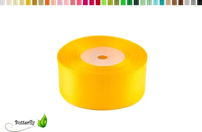 Produktbild von Satinband 38mm x 32m Rolle, Farbe:012 gelb