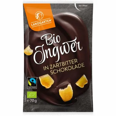 Produktbild von Landgarten  Ingwer in Zartbitter-Schokolade 70g