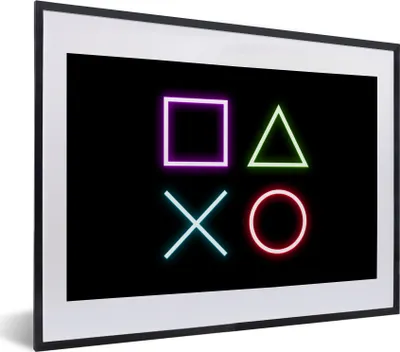 Produktbild von MuchoWow® Gerahmtes Poster Gaming - Neon - Konsole - Schwarz - Controller - Gaming 40x30 cm - Poster mit Schwarzem Bilderrahmen Wandposter Rahmen Foto Bilder - Bilderrahmen - Poster im Rahmen