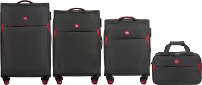 Produktbild von 3er Kofferset DIPPER + Handtasche, Wings, Grau, erweiterbar, TSA-Schloss