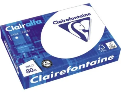 Produktbild von Clairefontaine 1979C - Ries Druckerpapier / Kopierpapier Clairalfa, extraweiß, DIN A4, 80g, 500 Blatt, Weiß, 1 Ries