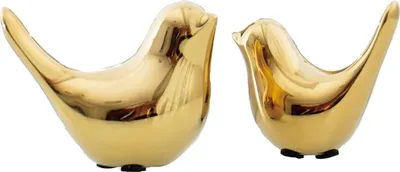 Immagine prodotto di Set di immagini di uccelli in Vetroceramica - Sculture decorative - 2 pezzi - Oro - Vetroceramica