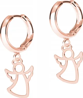 Image de Boucles d'oreilles en argent 925 avec motif d'ange en or rose