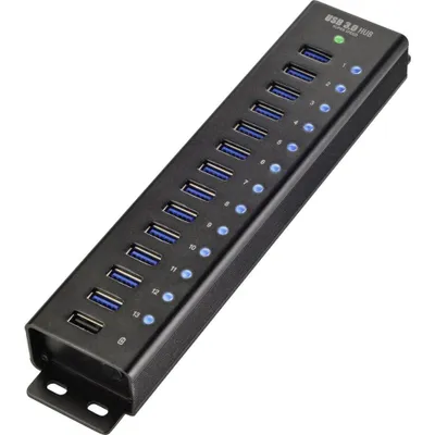 Produktbild von Renkforce RF-3897144 USB-Hub 13 Port USB-A USB 3.0 5 GBit/s mit Aluminiumgehäuse, zur Wandmontage, mit Schnellladeport