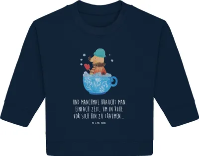 Produktbild von Mr. & Mrs. Panda Organic Baby Pullover Nachtfalter Schaumbad 6. - 12. Monat - French Navy - Geschenk, Baden, Bad, Tasse, WC, Bullover, Zeitmanagement, Ziele