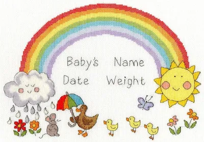 Produktbild von Bothy Threads Kreuzstich-Stickset 'Rainbow Baby', 33x23cm, XNB7