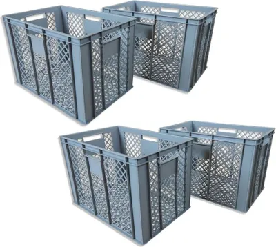 Produktbild von 4x Bäckerkiste Brötchenbox Brotbehälter Konditorenbox Stapelbox Gitterbox EURO-Norm 41cm grau