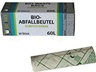 Produktbild von -Abfallbeutel, 100% kompostierbar, 60 Liter, 600 x 800 mm, 30 µm 10 Beutel / 1 Faltschachtel