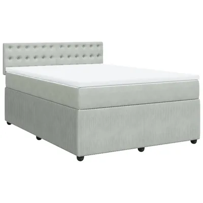 Produktbild von Boxspringbett mit Matratze Hellgrau 140x200 cm Samt