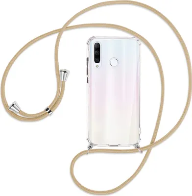 Produktbild von Handykette Backcover-Schutzhülle mit Band (Metall silberfarben) für Huawei P30 Lite - caramel