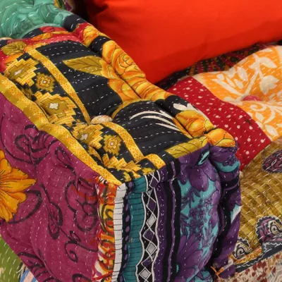 Immagine prodotto di vidaXL Pouf modulare a 2 posti in tessuto patchwork