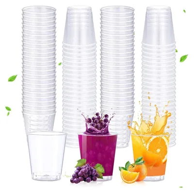 Produktbild von 200 Stücke Schnapsgläser Plastik 50ml/5cl Plastikbecher Wiederverwendbar Plastik Shotgläser aus PS Material für Verkostung Partys Weihnachten Supermarkt-Probierbecher (Transparent)