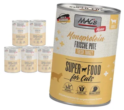 Produktbild von MAC's Katzenfutter 6x400g Monoprotein-Nassfutter für Katzen mit Truthahn