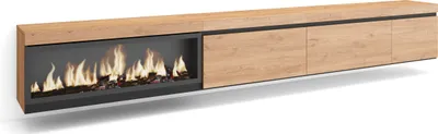 Produktbild von TV-Schrank, Lowboard, 317x35x45 cm, Elektrokamin XXL, Hängend, Eiche