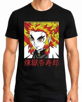 Produktbild von Rengoku Kyojuro Kimetsu no Yaiba Anime Flammenhaar Geschenk Herren T-Shirt, Schwarz, XL